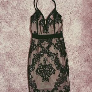 Black and Tan lace midi dress